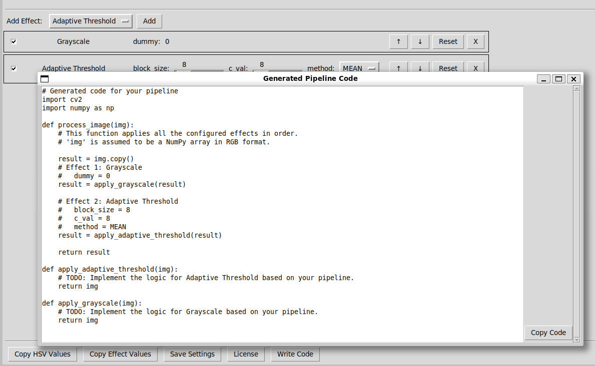 machine vision code generator